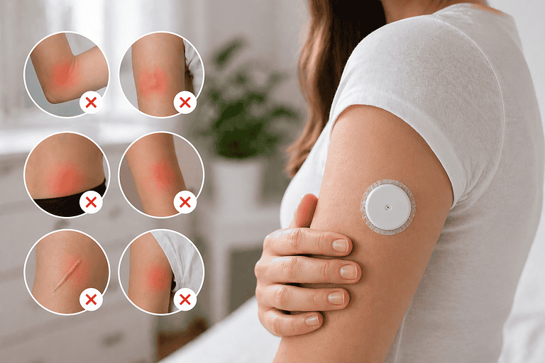Where you should NOT place your glucose sensor